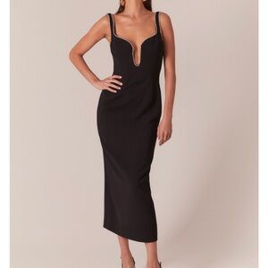 Black Bardot Midi Dress with Sequin